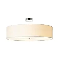 lightbox lampe de plafond moderne - plafonnier avec abat-jour en tissu simple - métal/textile blanc/chrome - 60cm de diamètre