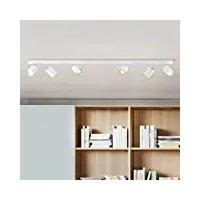 lightbox 6 spots de plafond à flamme - barre de spots moderne avec têtes pivotantes - 14,5 cm de hauteur x 119 cm de largeur - 6 x gu10 douille max. 35 w en métal blanc