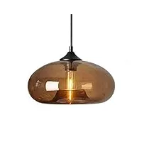 hjxdtech - nouvelle lampe à suspension, abat-jour en verre coloré bricolage lustre loft bar rétro plafonnier e27 (marron)