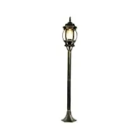 lampe sur pied en aluminium et verre doré antique ip23 pour jardin 115,5 cm e27 lanterne rustique style maison de campagne luminaire de chemin extérieur brest