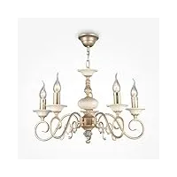 maytoni decorative lighting lustre, suspension bougeoir, lustre, style baroque, 5 lampes, armature en métal couleur ou crème, 5x e14 60w 220-240v
