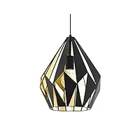 eglo lustre carlton 1, 1 suspension à flamme vintage, lampe suspendue rétro en acier, couleur : noir, or, douille : e27, Ø 31 cm
