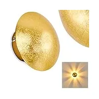 hofstein applique mezia, applique ronde en métal doré avec jeu de lumière sur le mur, 1 x g9, applique d'intérieur avec effet de rayonnement en optique structure-or, ampoule(s) non incluse(s)