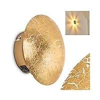 applique mezia, applique ronde en métal doré avec jeu de lumière sur le mur, 1 x g9, applique d'intérieur avec effet de rayonnement en feuille d'or, ampoule(s) non incluse(s)