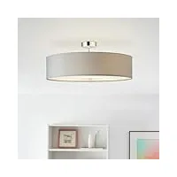plafonnier moderne avec abat-jour - diamètre 60 cm - 3 ampoules e27 maximum 60 w - textile/métal - gris clair/chromé