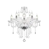 classique lustre cristal verre lampe plafonnier chandelier salon suspendu illumination pendentif xl 56x56x80cm 9 bras