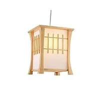 gzz deng accueil Éclairage extérieur pendentif lumière ombre industrielle suspendus plafonnier lustre led en bois style japonais tatami japonais 20x20x28cm salon restaurant chambre Éclairage