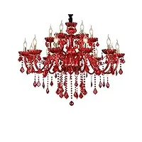 5151buyworld lamp  lustre en cristal moderne rouge mené de salle À manger pour le métal d'or de lampe de chambre d'hôtel de salon qualité supérieure (pas d'abat-jour & 18 bras)