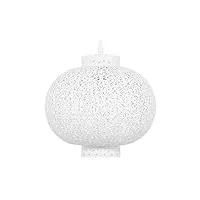 beliani lustre lampe suspension orientale en métal blanc e27 max. 40w ronde et ajourée Éclairage Élégant pour salon au style marocain