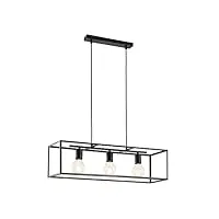 lindby suspension emily à intensité variable (moderne) en noir métal e. a. pour cuisine (à 3 lampes, e27), luminaire, lampe plafond, luminaire plafonnier, suspendue