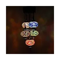 perfect fives plafonnier à suspendre style marocain turc mosaïque multicolore 5 grands globes