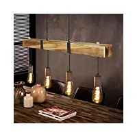 gbly suspension vintage lampe de table à manger en bois rétro avec poutres en bois 80cm, 4 x e27 max. 25 watts, suspension industrielle réglable en hauteur pour salle à manger cuisine bar restaurant