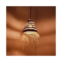 lustre lampe en osier paille rotin suspension ethnique maroc 1001201105