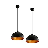 jago® lot de 2 suspensions luminaires - led, Ø 30 cm, e27 max. 60 w, noir et doré, style industriel vintage - lustre rétro, plafonnier, lampe pour salon, cuisine, salle à manger