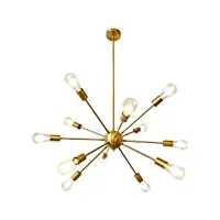 lynpon lustre sputnik moderne laiton doré 12 lumières suspension luminaire industriel vintage plafonnier pour salon cuisine salle À manger chambre