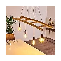 suspension canazei, lampe à suspendre en métal/bambou/corde de chanvre en noir/marron/naturel, 4xe27, lampe à suspendre en optique échelle rétro/vintage, hauteur max. 150cm, ampoule(s) non incluse(s)