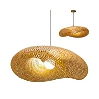 suspension bambou lustre en bambou lampe vintage en bambou naturel Éclairage de campagne, tissé à la main, vis e27, lampe de salon de couloir, 60cm