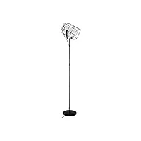 eglo lampadaire bittams - 1 ampoule - style vintage industriel moderne - en acier et textile - lampe de salon en noir et blanc - avec interrupteur - culot e27