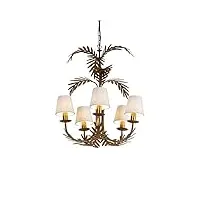 qazqa botanica - lustre avec abat-jour - 5 lumière - Ø 55 cm - blanc - rustique - éclairage intérieur - salon i chambre i cuisine i salle à manger