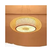 fumimid lampe suspendue e27 en bambou - lustre en rotin naturel - abat-jour créatif fait à la main - pour chambre à coucher, salon, salle à manger - lanterne vintage en bambou - 40 cm