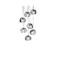 kjlars lustre moderne en cristal pendentif lumière led goutte de pluie suspendus lumières haut plafonnier luminaire pour salon salle À manger couloir hall escalier g4 ampoules (7 lumières)