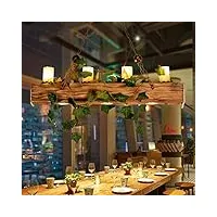 led rétro bois pendentif lampe loft lustre suspension industrielle lumière réglable en hauteur vintage marbre pendentif lumières verre métal abat-jour salon bar café Éclairage suspendu