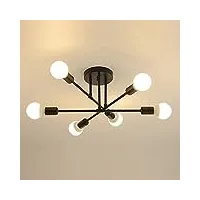 sputnik lustre, e27 plafonnier industriel noir, 6 lumières moderne plafonnier lustre luminaire industriel en metal, lampe de plafond vintage pour salon, chambre, cuisine, bar, café (sans ampoules)