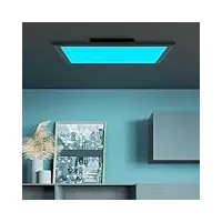 lightbox plafonnier led panel à intensité variable, 40x40cm, 24 w, avec éclairage rgb, 2700-6200 kelvin, métal/plastique, noir