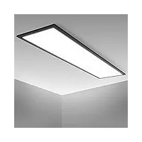 b.k.licht panneau led i 1 mètre i lumière blanche neutre 4.000 k i 22 watt i 2.200 lumen i cadre noir i 1000x250x65 mm
