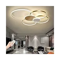 plafonnier led dimmable plafond lampe de salon moderne avec télécommande lumière/luminosité 3000k-6500k acrylique rond cercle chambre lustre chambre salle manger cuisine Éclairage,d'or,100cm(93w)
