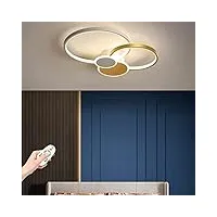 yzsj plafonnier led dimmable plafond lampe de salon moderne avec télécommande lumière/luminosité 3000k-6500k acrylique rond cercle chambre lustre chambre salle manger cuisine Éclairage,d'or,58cm(42w)