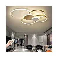 yzsj plafonnier led dimmable plafond lampe de salon moderne avec télécommande lumière/luminosité 3000k-6500k acrylique rond cercle chambre lustre chambre salle manger cuisine Éclairage,d'or,80cm(71w)