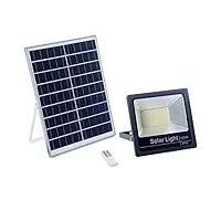 eledco lampe solaire 120w led, panneau solaire, batterie, télécommande dimmable, projecteur solaire autonomie 8-15 heures, ip66