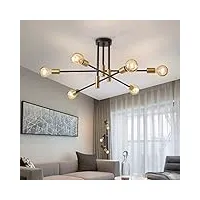 lightess plafonniers industriel, lustre sputnik 6 lumières e27, moderne lampe de plafond lustre luminaire vintage en metal noir or pour salon chambre cuisine