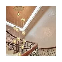 taxxii lampe à suspension d'escalier de luxe, boules de verre multiples lampe à suspension d'éclairage décoratif de meubles longs contemporains escaliers minimalistes modernes lampe à suspension d'