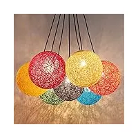 taxxii flax ball suspension sphère de rotin salon balcon restaurant lampe boule de chanvre individualité chambre lampe nid d'oiseau, 7 25cm combinaison multicolore