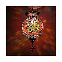 mosaïque turc marocain suspension, multicolore lanterne plafonnier suspension lumière suspendue tiffany bohème style lustre pour bedroom bar lampe stained glass,rouge