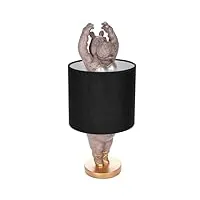 brubaker lampe de table ou de chevet hippopotame ballerine - lampe de table avec pied en céramique et abat-jour en tissu - 43 cm de hauteur, noir gris