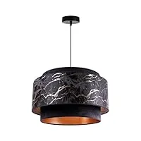 light-home werona duo suspension luminaire lustre - moderne plafond pour chambre salon et cuisine - métal avec abat-jour en velours - e27 - À 1 lumières - noir et or