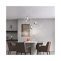 suspension en cristal moderne, suspension led 3 couleurs en cristal argenté, pour îlot de cuisine chambre salon éclairage de salle à manger (base ronde à 3 têtes)