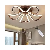 lustre dimmable led plafonnier, plafonnier de forme de fleur créative dimmable restaurant curved, avec télécommande plafonnier plafonnier moderne lustre acrylique métal spot de plafond 55cm / brun , l