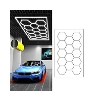 lampe de garage hexagonale, ultra-lumineux 672w plafonnier hexagonal température de couleur 6500k classé ip54, pour l’esthétique automobile, le garage et la salle de sport