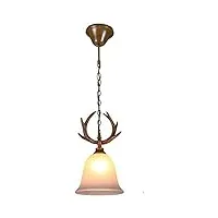 uqabs lumières de lustre led, lustre chariottler lustre minimaliste créatif bois pendentif lampe de lampe d'abat-jour à manger salon salon de plafonnier à tête unique lustre lustre d'ingénierie