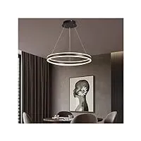 lampe de lustre moderne à led, lustre à gradation led ronde, anneaux de suspension en acrylique, lustre à hauteur réglable, plafonnier circulaire compatible avec les lampes suspendues du couloir, de l
