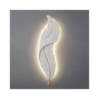 buniq applique murale led blanche en résine - lampe murale moderne en forme de plume pour salon, chambre à coucher, couloir, lampe de chevet créative (couleur : intensité variable)