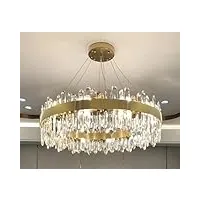 skdndk luxueux lustre en cristal k9 moderne avec anneau led, finition dorée, lustres de plafond ronds, 3 couleurs, lumières pour salle à manger, salon, 80 cm