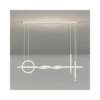 lampe à suspension blanche pour salle à manger, éléments linéaires en métal avec projecteur * 2, lampes suspendues à longue bande en spirale, lampes à suspension led à intensité variable, lampe penda