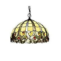 gerrit luminaire suspendu de style tiffany en vitrail baroque de 12 po, plafonnier à 1 lumière pour salle à manger, restaurant, couloir, lustre suspendu, 110-240 v, e27, b