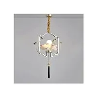 lustre lotus de style chinois - lampe à suspension en fer forgé avec support en résine et céramique - luminaire suspendu au plafond e27/e14 - 1 lumière compatible with . et salon - diamètre 15,76 pouc