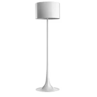 flos - spun light f - lampadaire - blanc/brillant/h 176,60cm x ø 50cm/abat-jour intérieur blanc mat